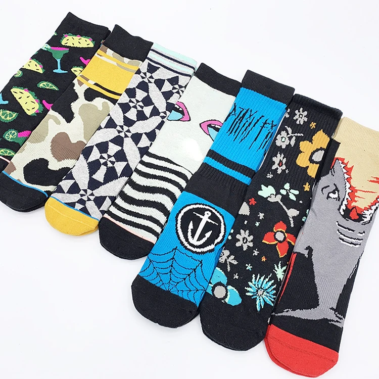 

SHANXIN high quality sport cotton knitted printing socks custom all over print socks, As pictures show/any color you want