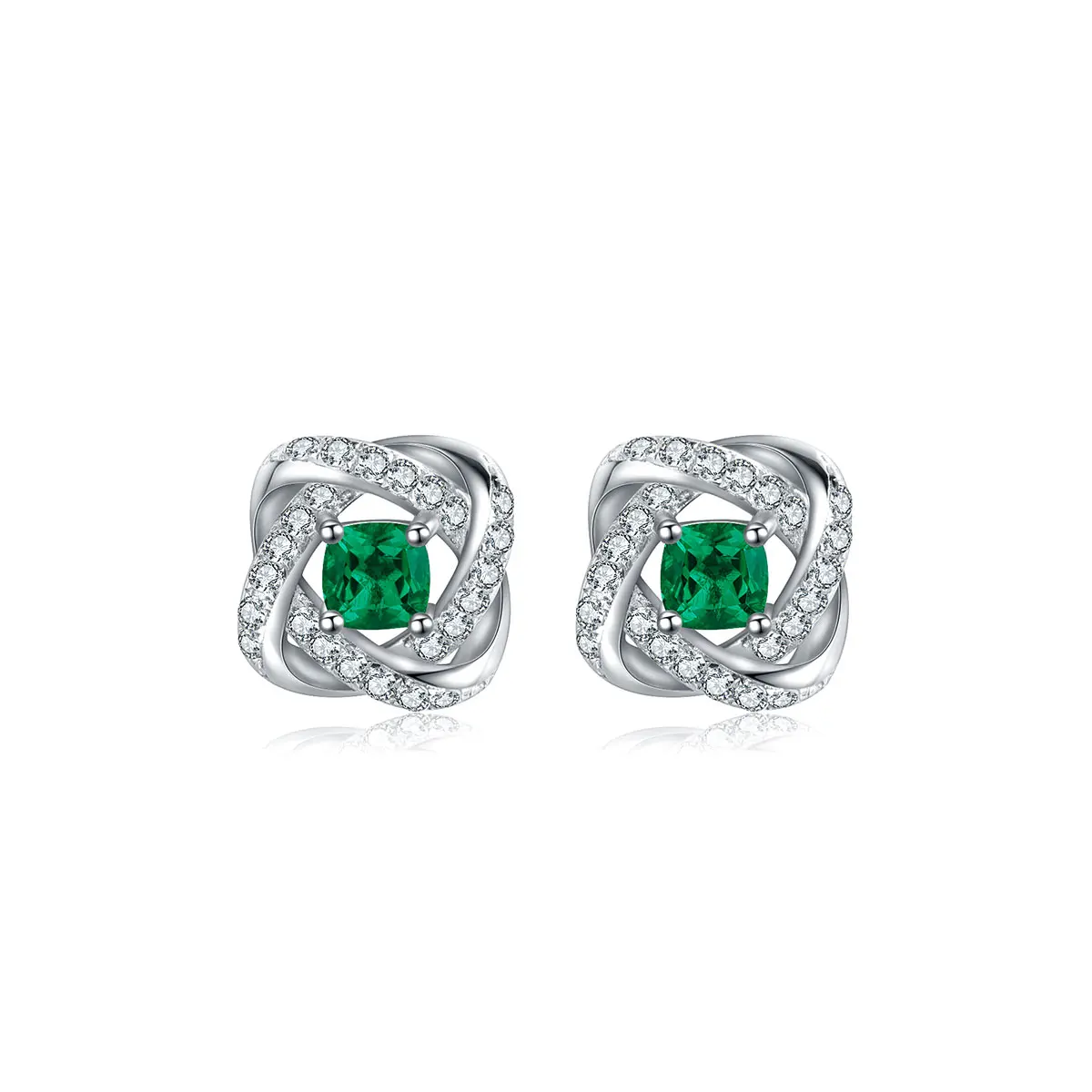 

Anster jewelry certificated lab creat emerald earrings women jewelry stud 0.50ct sterling 925 silver, Green