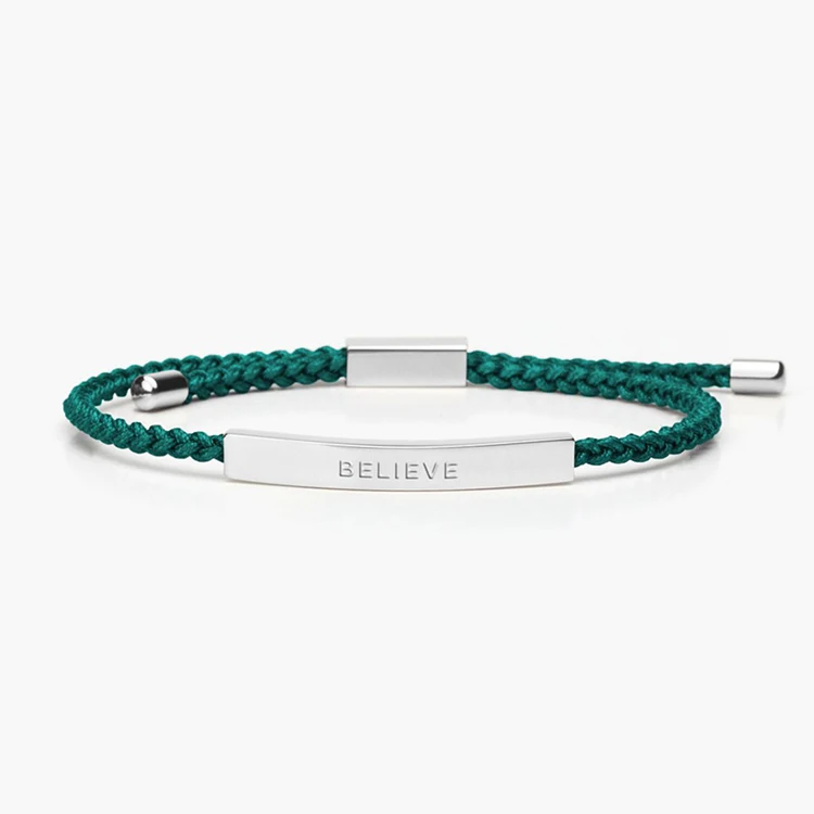 

2020 Women Jewelry Stainless Steel Bar Rope Bracelet Popular Personalized Custom Engraved Name Word Message Bracelet For Women