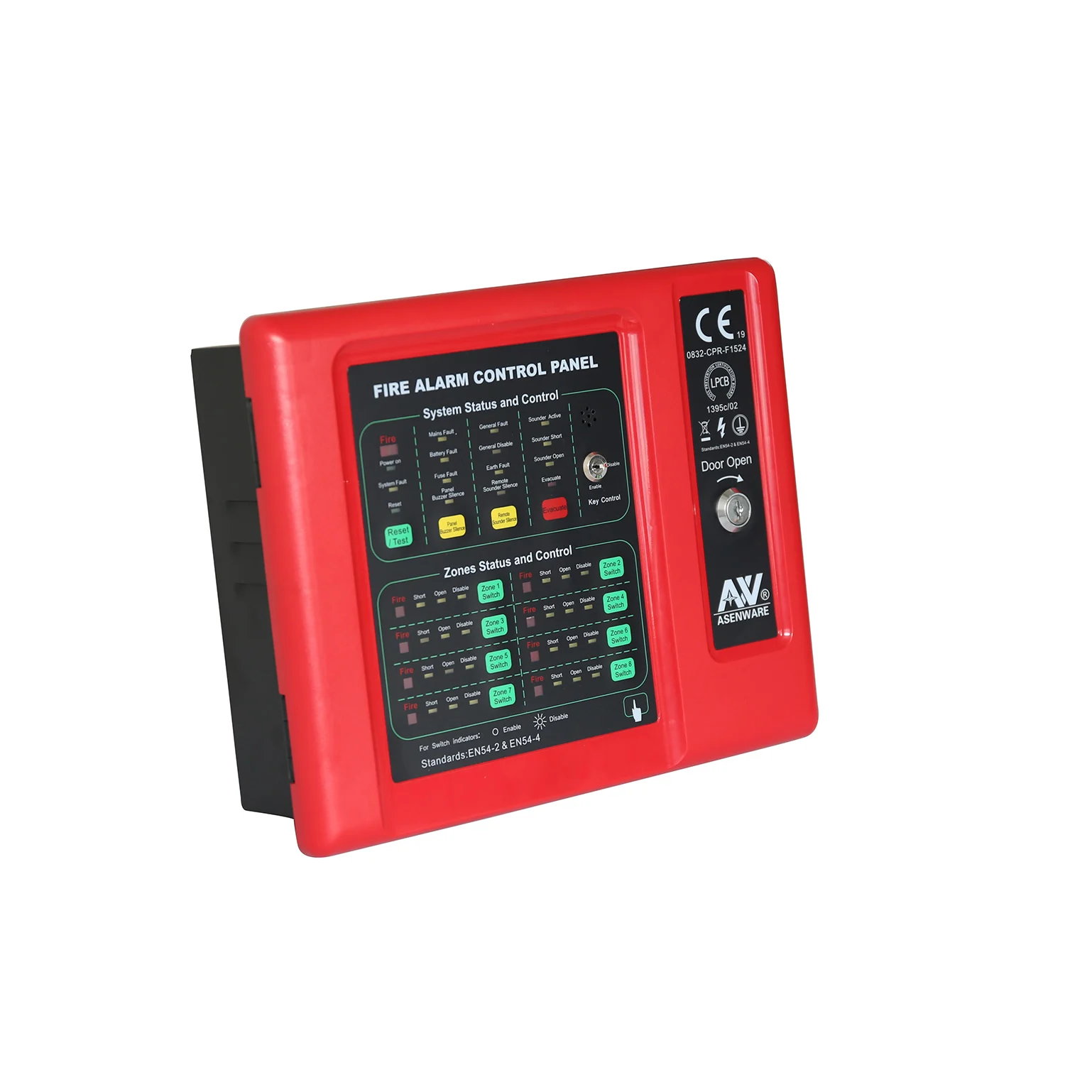 

Asenware LPCB Approved 8 Zone Wireless Conventional Fire Alarm Control System for home usage