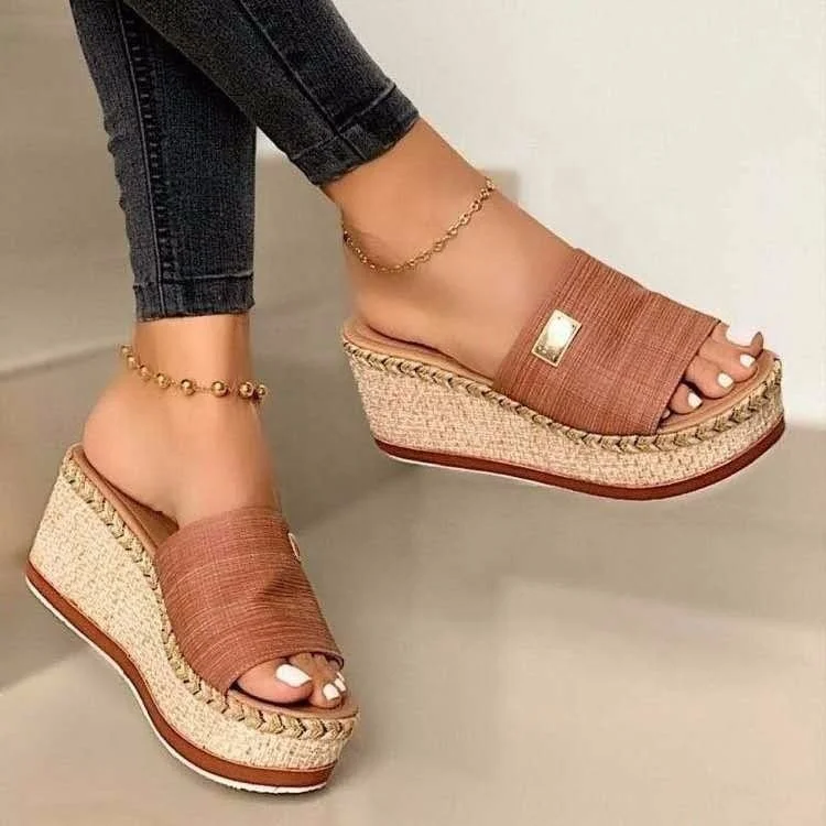 

Cheap slippers high heel slipper ladies Plain clog wedge flip flip sandals, As the pictures