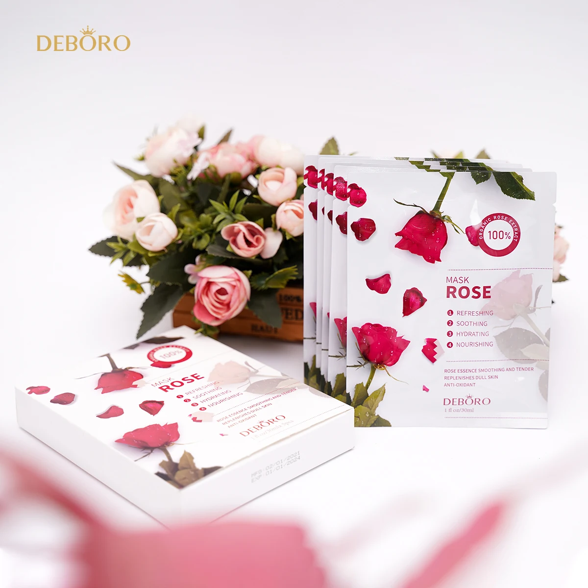 

High Quality Private Label British Rose Plumping Facial-mask Organic Moisturizing Face Care Mask