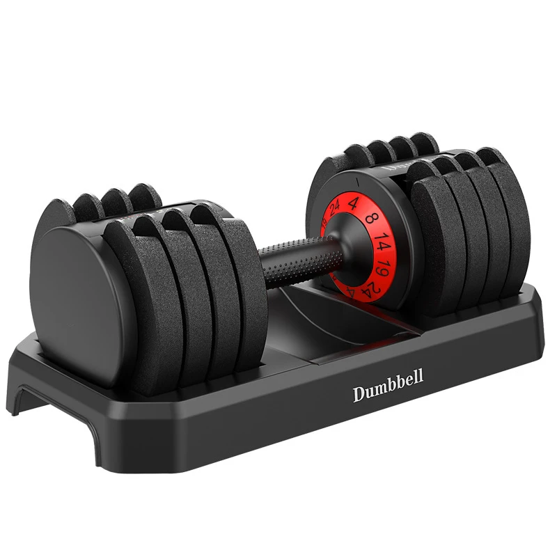

20KG 44Lbs Custom Logo Adjustable Dumbbell Gym Equipment Adjustable Dumbbell Set, Black and red