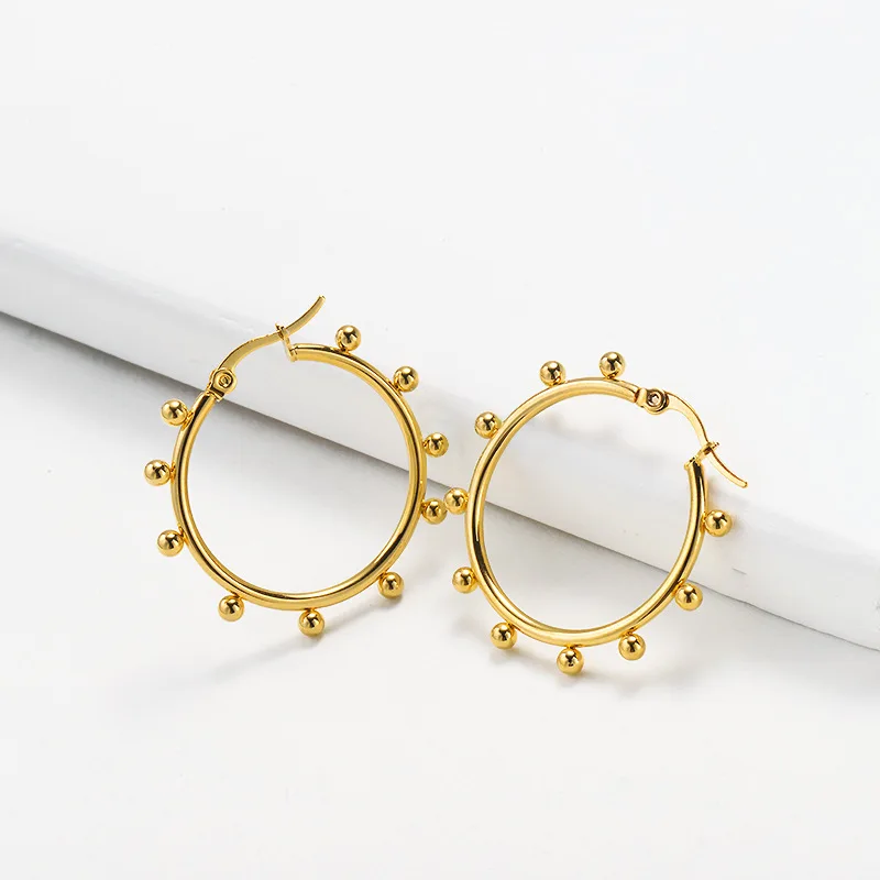 

4 Designs Gold Plated Twisted Earrings Titanium Steel Beads Geometric Earrings for Women Wire Minimalist Hoop Earrings