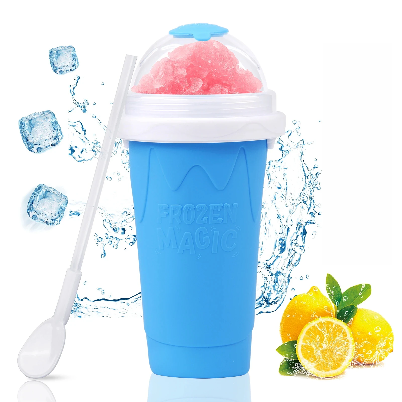 

Homemade Portable Smoothie Mug Ice Cream Maker Frozen Magic Double Layer Squeeze Freeze Slushie Maker Cups for Juices Quick