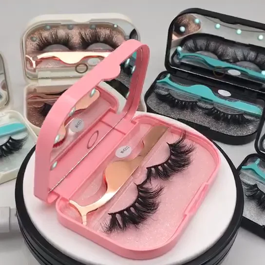 

Lashes box vendor customized logo design led packaging lashes case eyelashes package