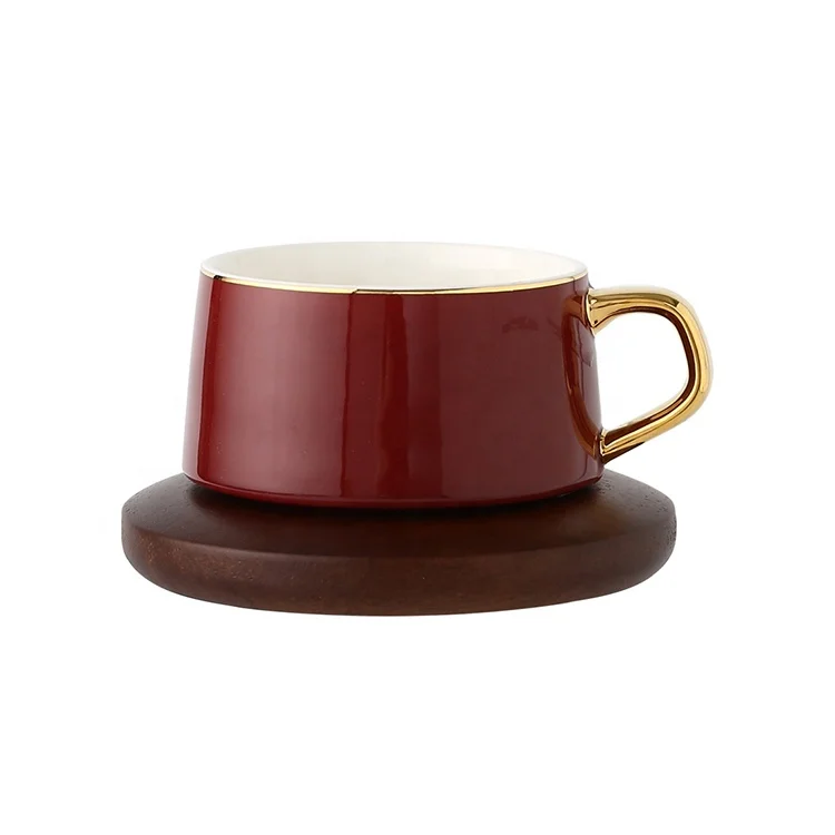 

Wholesale European Style 8oz Ceramic Porcelain Tea Coffee Cup Set with Bomboon Saucer