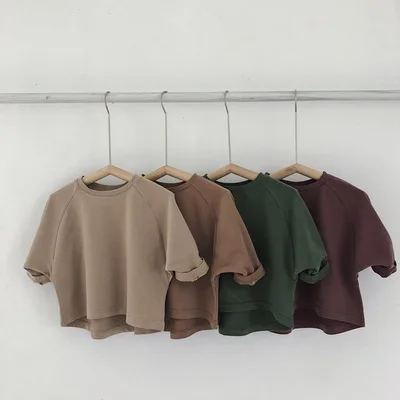 

2020 Fall Children's Pure Cotton Brushed Bat Sleeve Top Shirt