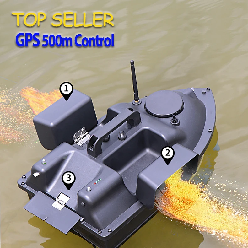 

TOPLURE 500m GPS Auto Automatic Fishing Boats in Lake and River Remote 3 Cabin Bait Boat for Fresh Water Fishing