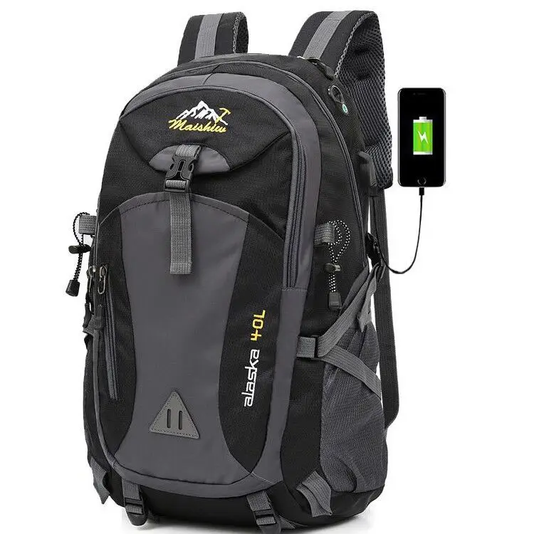 

40L Waterproof USB charging Climbing Unisex male travel men Backpack men Outdoor Sports Camping Hiking Backpack School Bag Pack, 5 colors