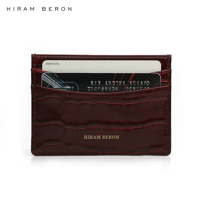 

Hiram Beron Burgundy Italian leather Card Wallet Case luxury leather product