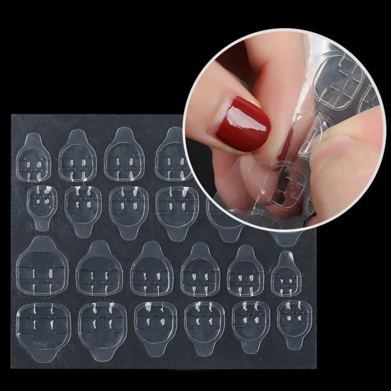 

24 Sheets Waterproof Breathable Jelly Double Sided Adhesive Tabs Nail Glue Sticker False Nail Tips, As the picture