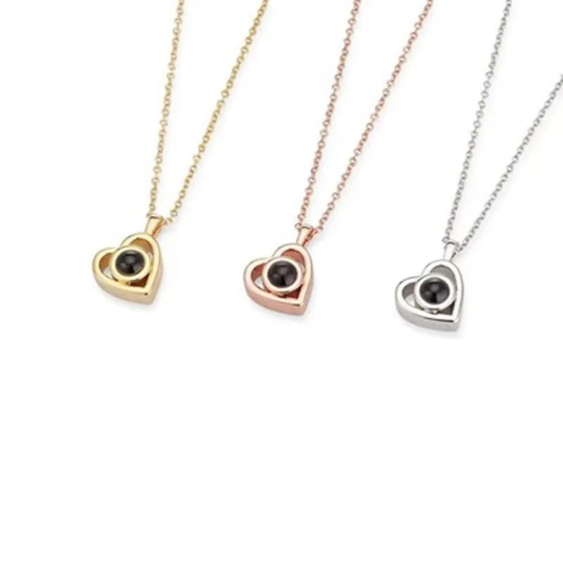 

Nano projection color pictures 100 languages I love you S925 Sterling Silver Stainless Steel Necklace, Gold/rose gold/silver