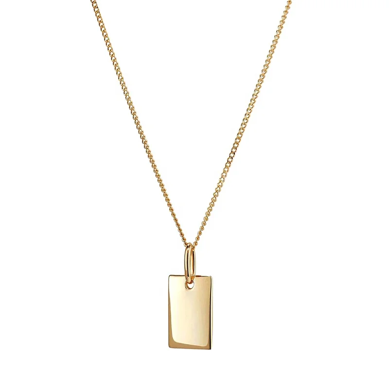 

Milskye Personalized Minimalist Jewelry Gold Plated 18K S925 Engravable Rectangle Necklace