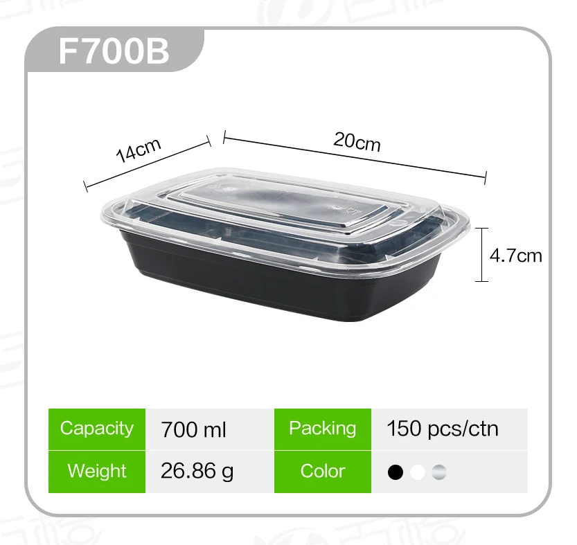 Food Grade Pp Plastic Material Lunch Box Microwavable And Freezable Food Storage Take Away