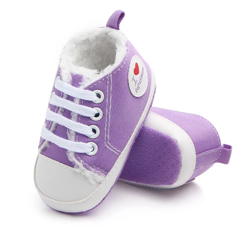 
canvas plush insole classic design winter warm baby prewalker shoes 
