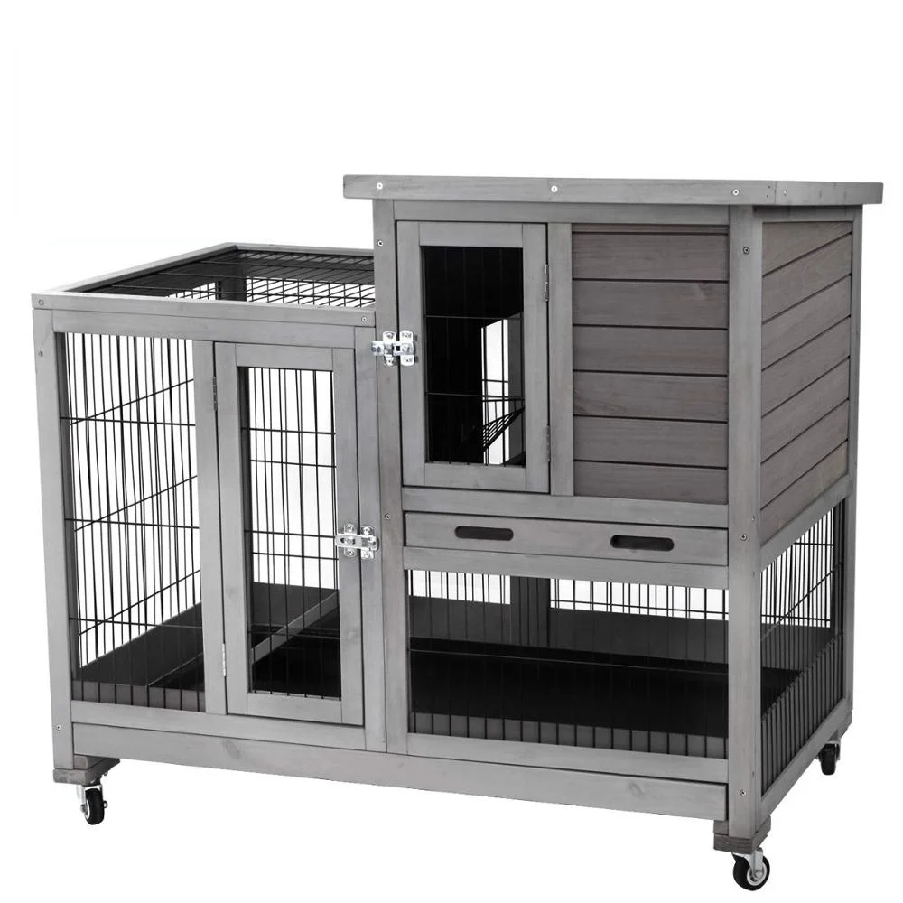 

Fast Delivery Indoor&Outdoor Bunny Hutch Rabbit House with Run, Customized color