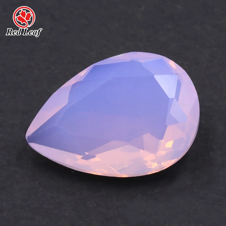 

Redleaf Jewelry Synthetic Glass Gemstone Pear Shape Loose Wholesale Pink Opal Glass Gems