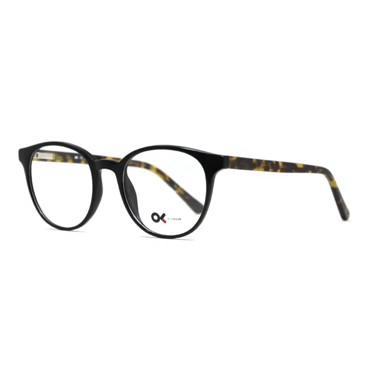 

High Quality Unisex Round Acetate Spectacle Frame Frame Optical, Black blue green yellow crystal