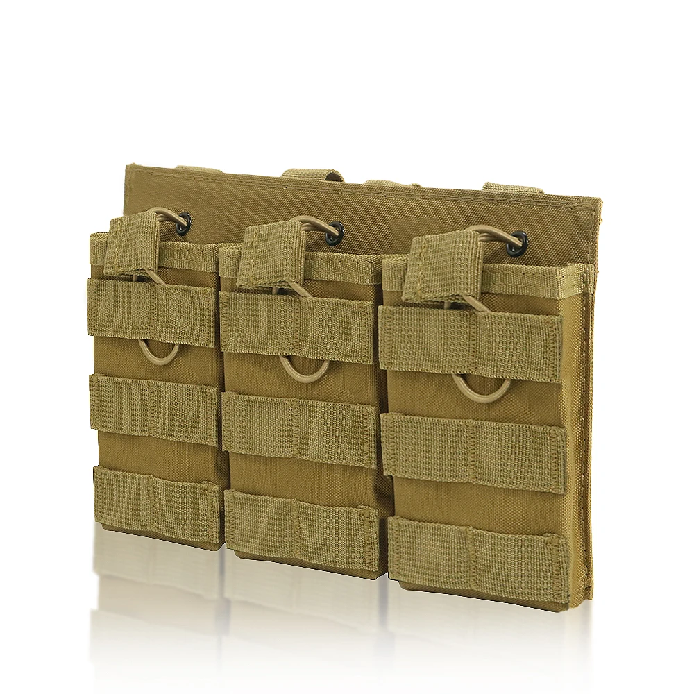 Nylon Open Top Drawstring Triple Stacker 5.56 7.62 Mag Pouch Tactical Molle Pouches Magazine Carrier for M14 G36