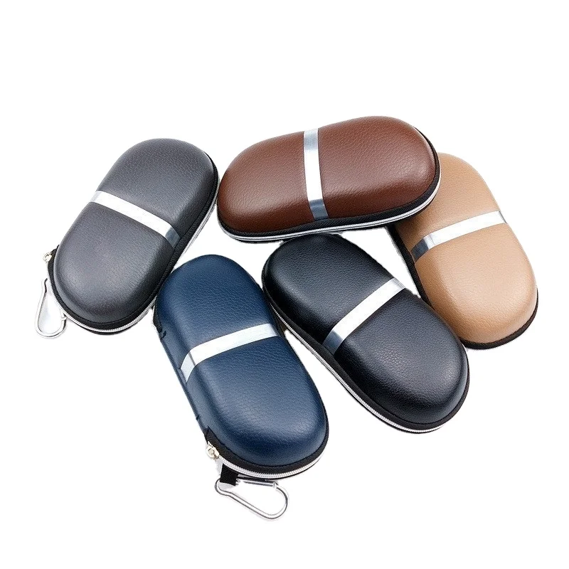 

2021 pressure resistant high-grade zipper Box Sticker hook leather box logo sunglasses box sunglasses