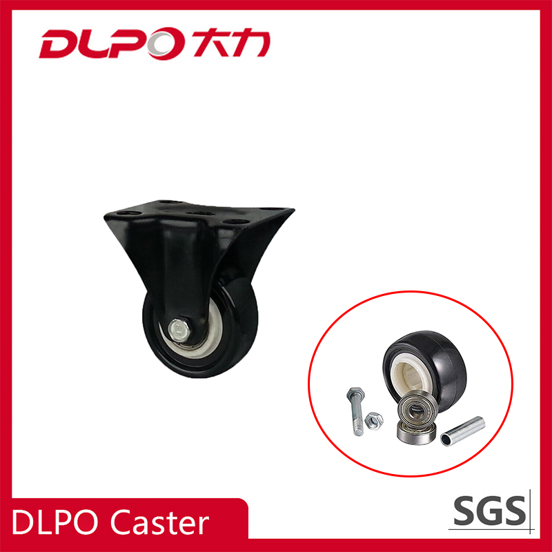 Dlpo Black Polyurethane Fixed Castor Wheels Trolley Furniture Caster