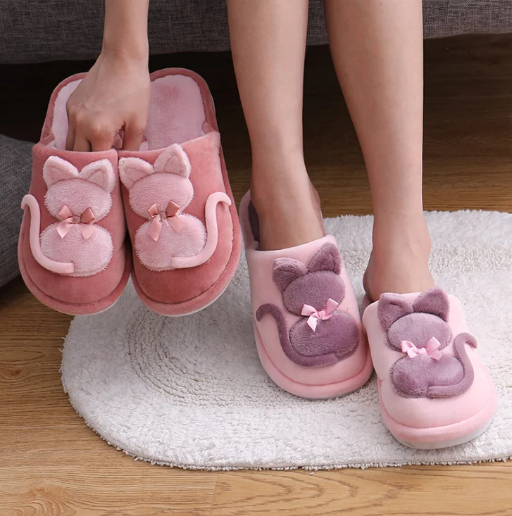 

Women Winter Home Slippers Cartoon Cat Shoes Soft Winter Warm House Slippers Indoor Bedroom Lovers Couples dropshipping shoes