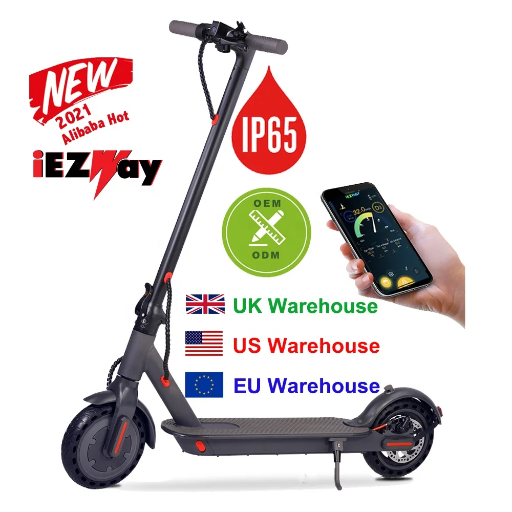 

2022 Alibaba New Drop Shipping UK EU USA Warehouse 8.5inch 25KM to 30KM Folding IP65 Waterproof Two Wheel Adult Electric Scooter