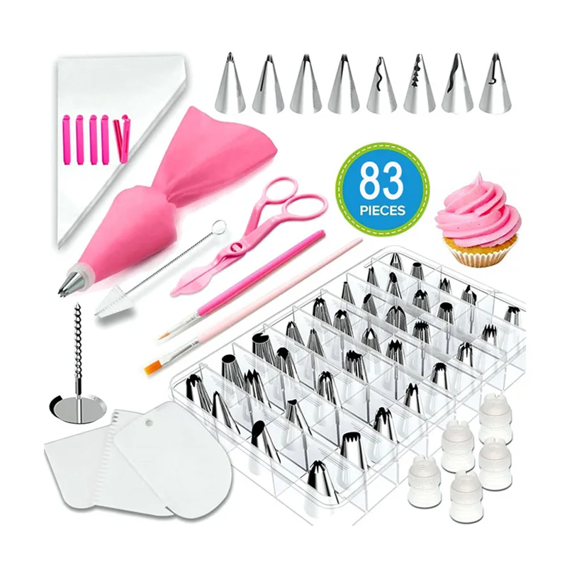 

Amazon hot selling baking tools 83pcs Cake decorating tools set Decorating tip set, Pink