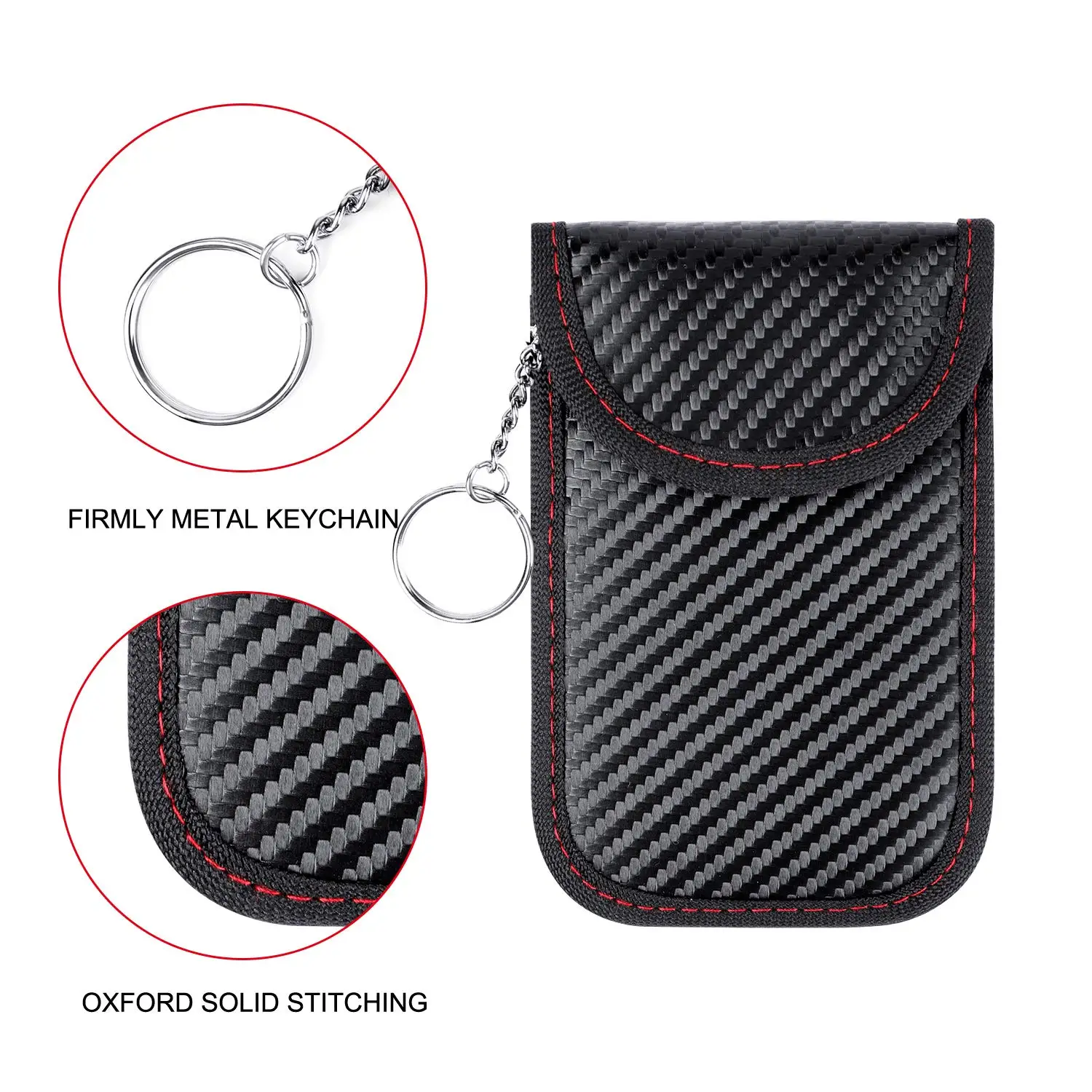 

Carbon Fiber Waterproof RFID Blocking Faraday Key Fob Case Bag Keyless Protector Car Key Signal Blocker Pouch