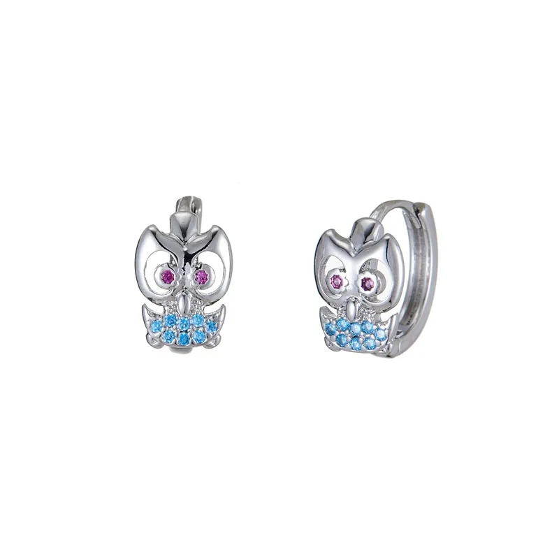 

INS design jewelry Dainty Cz Huggie Geometric Owl Hoop Earrings 925 Sterlings Silver Tiny Hoop Earings