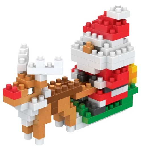 

Santa Claus creative puzzle cartoon children assembling toys gifts miniature small particles building blocks