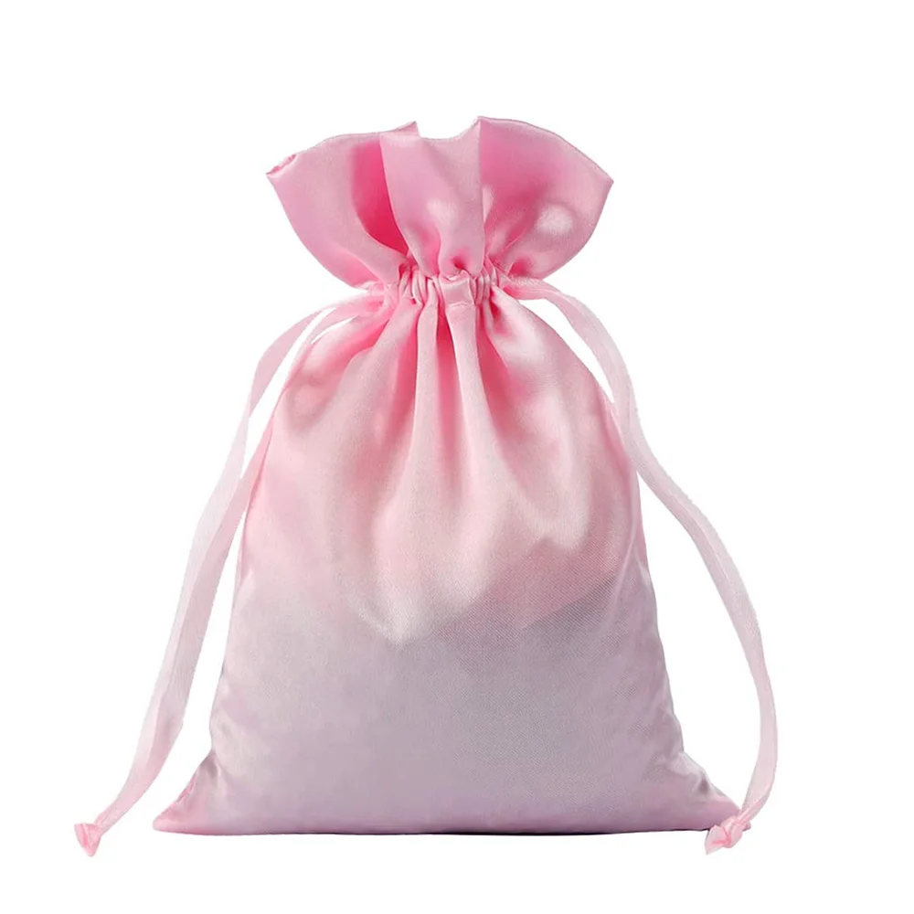 

wholesale custom 10*15cm gift jewelry bag satin drawstring pouch silk stain hairpiece bag