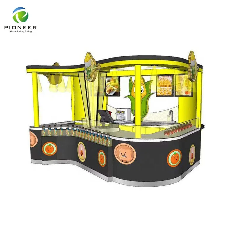 

Pioneer Newest Mall Fast Food Kiosk Design For Popcorn and Sweet Corn Kiosk, Customized color