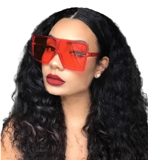 

DCOPTICAL 2021 Hot Fashion Flat Top Oversized Frame Big Square PC Frame Adults Color Lens Women Sunglasses