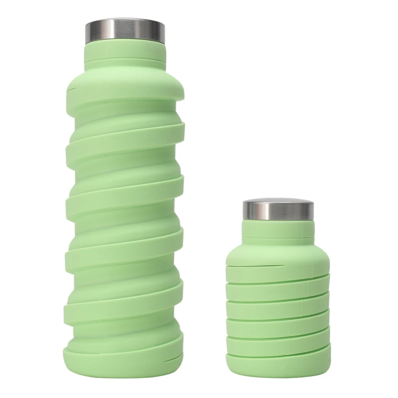 

Reuseable BPA Free Silicone collapsible Foldable Water Bottles for Travel Gym Camping Hiking, Orange, mint green, blue