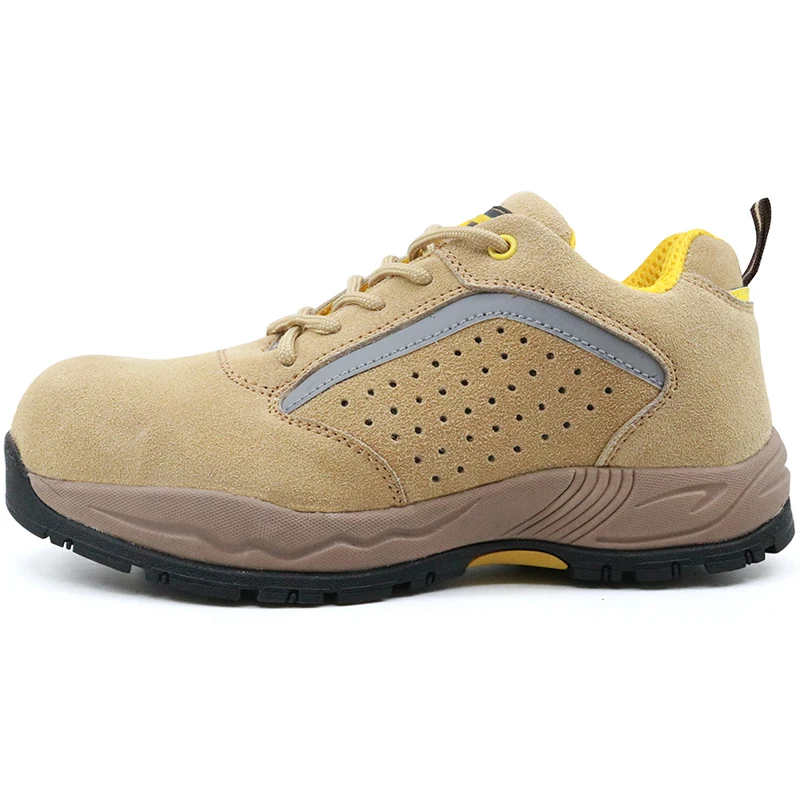 Yellow Oil Slip Resistant Soft Rubber Sole Cow Suede Leather Steel Toe ...