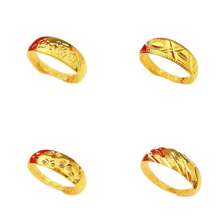 

Gold Love Flower Gypsophila Ring Imitation 999 Real Gold Blessing Word Meteor Shower Opening Ring