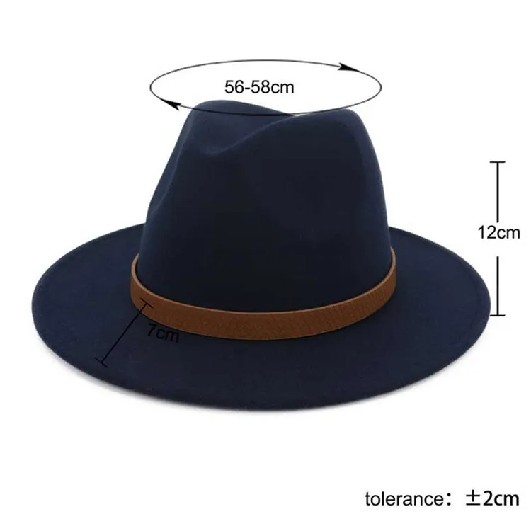 New Design Men Women Wool Felt Fedora Hat Panama Cap With Leather Band