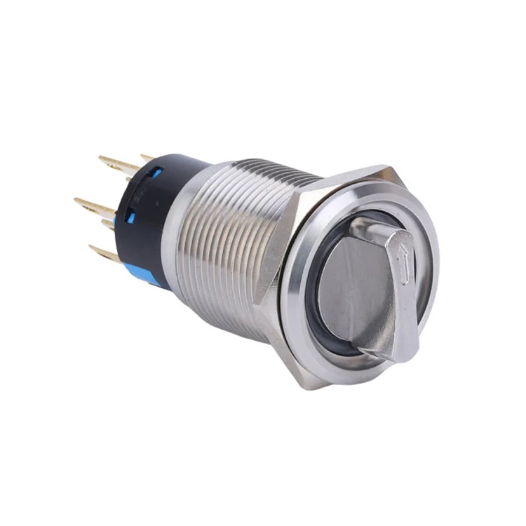 

19mm 3 Position 2NO2NC Waterproof Stainless Steel 12V Blue Ring LED Light Selector Rotary Switch