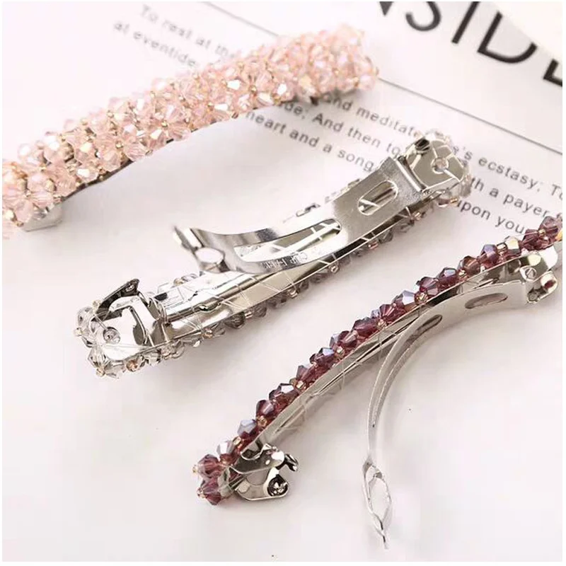 

Trendy crystal spring clip handmade rhinestone hair clip women girls hair accessories gift
