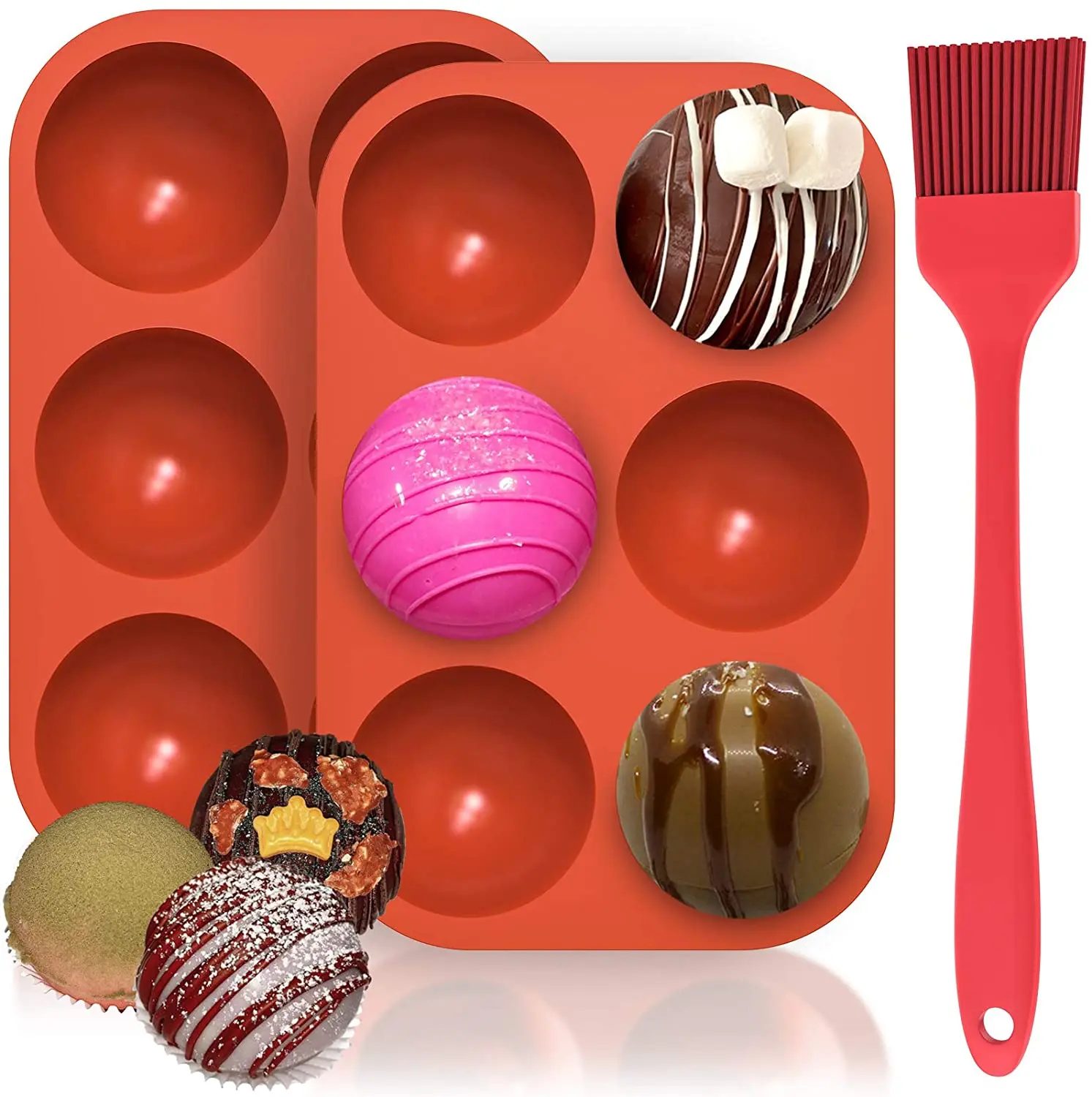 

202 hot sell eco friendly half ball cake tool food grade silicone material cake mould, Chocolate