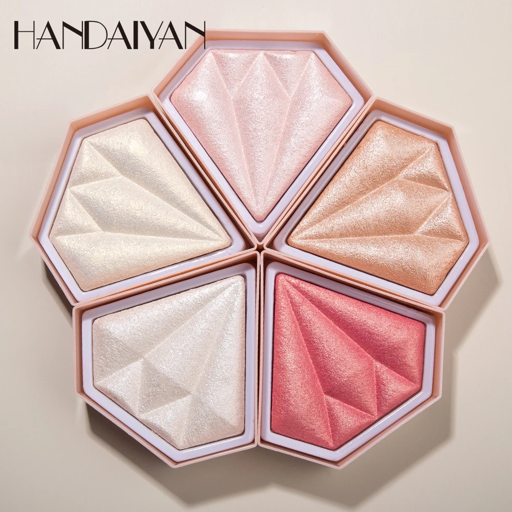 

High Quality Single Diamond Face Makeup Highlighter Pressed Powder Wholesale Make Up Cosmetics, 5 colors