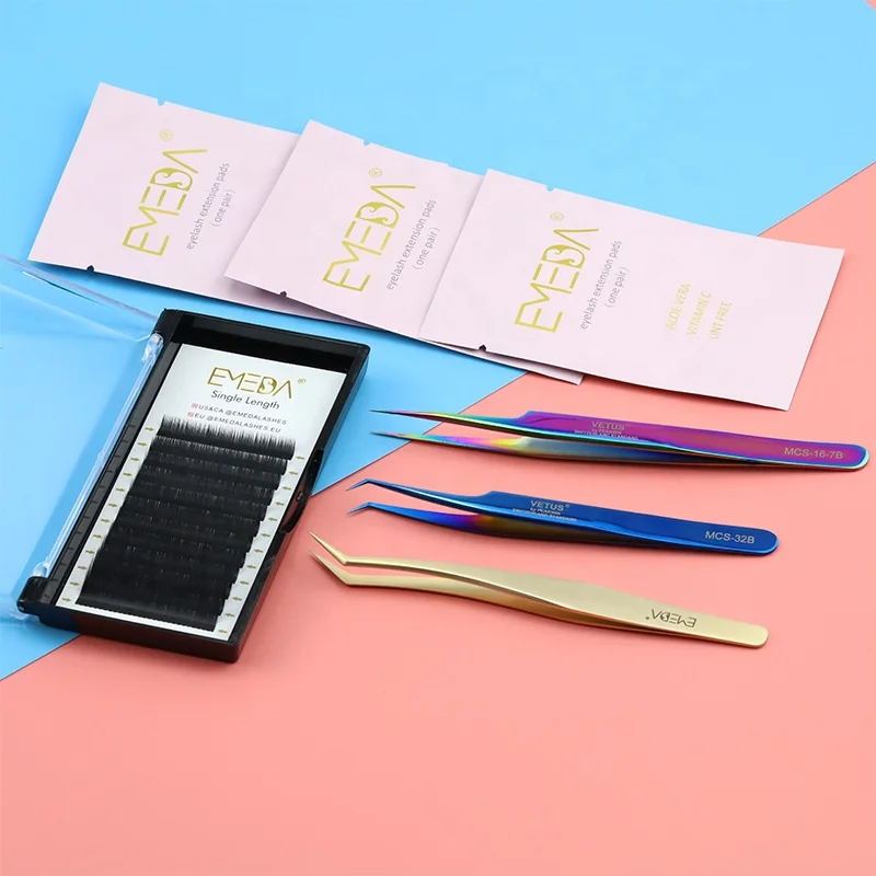 

Pink Blue HolographicStainless Steel VETUS Eyelash Extension Tweezers tools Straight and Curved Tip with Logo lash Tweezers, Different