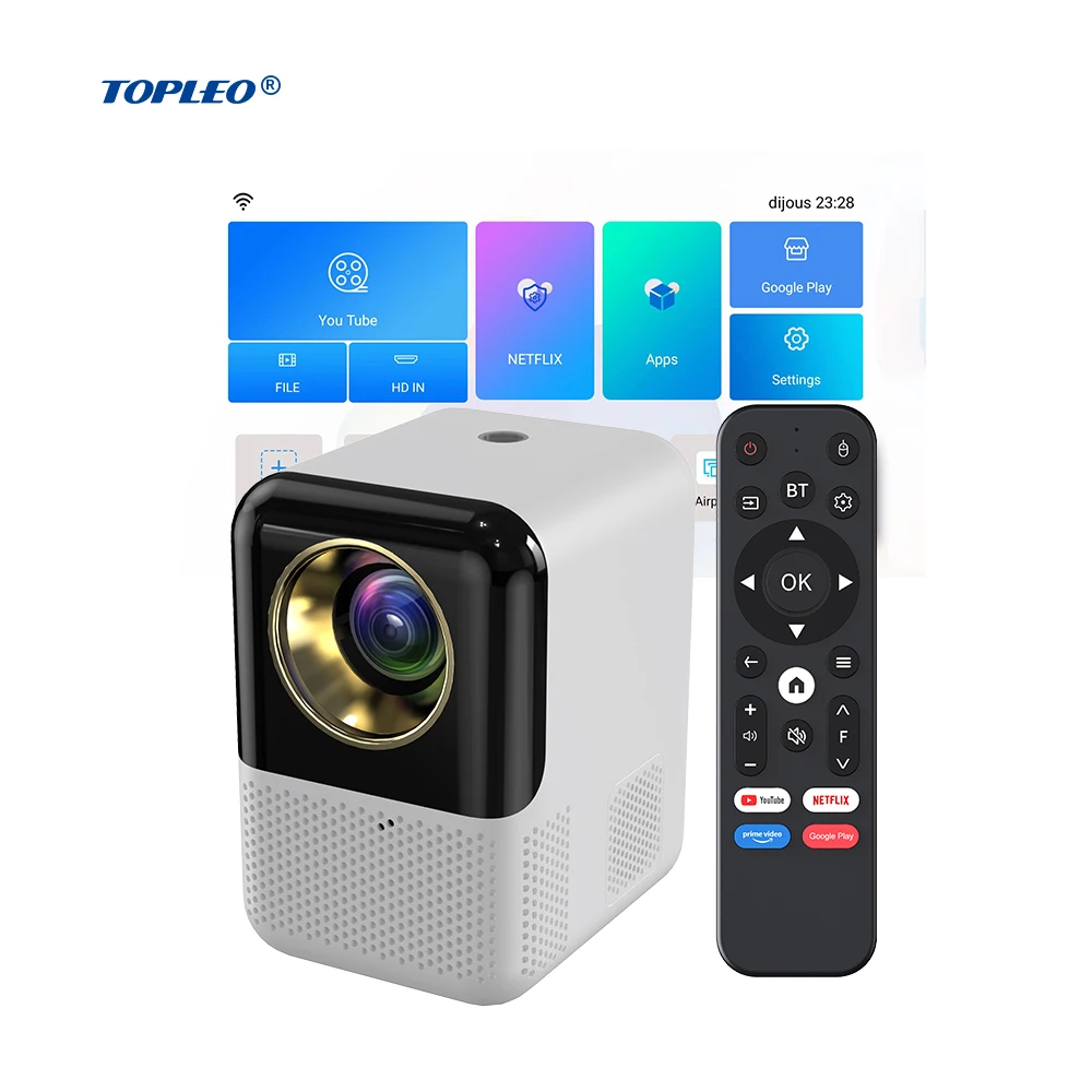 

Topleo LCD 160 Ansi android smart modern projector home short throw laser projector 4k