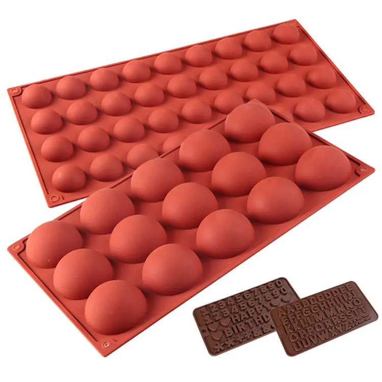 

6 7 8Hole Silicone Mold Bake Tray Half Round Non Stick Baking Molds Chocolate, Brown,customized color
