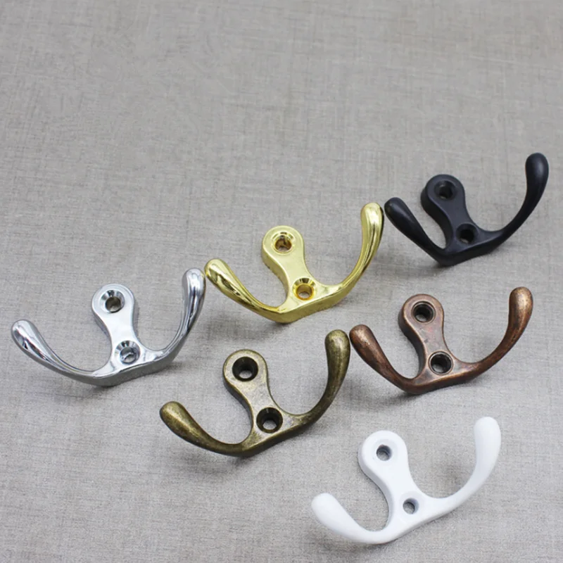 

Heavy Duty Zinc Alloy Double Prong Robe Hook Wall Mount Coat Hooks, Black/satin/white/gold/bronze