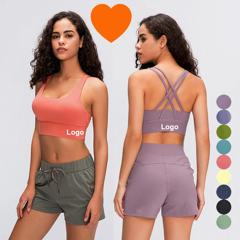 

S2026 Lulu Seamless Yoga Crop Tank Tops Girls Custom Training Running Padded Workout Women Gym Fitness Yoga Sports Bra