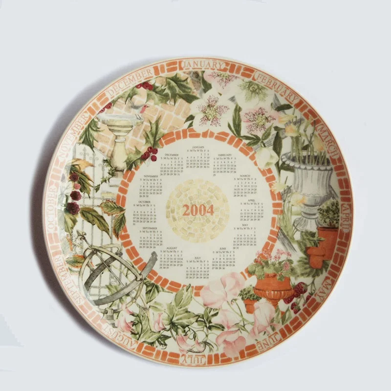 

Ceramic Classic Exquisite Calendar Pattern Sticker Bread Plate Dish