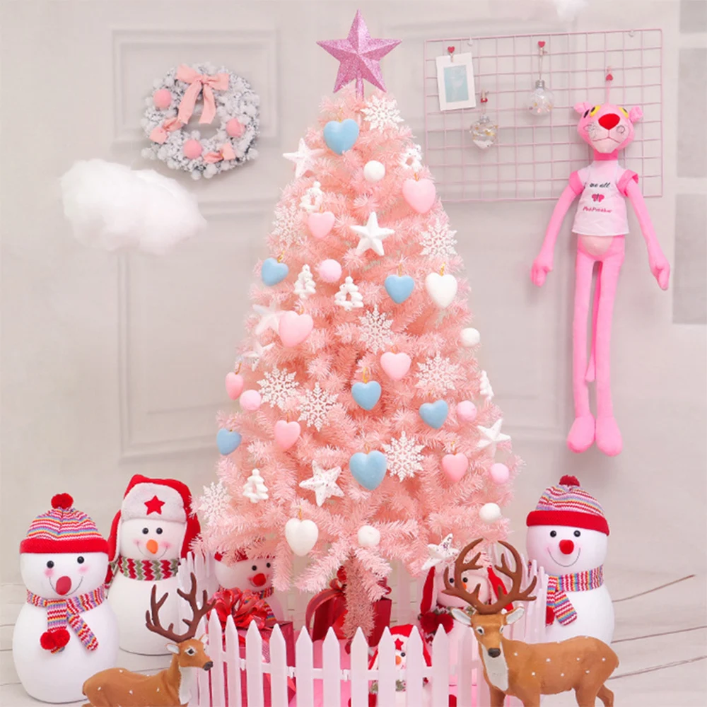

2021 Macarons color Pink heart star Led light Christmas Tree Christmas present